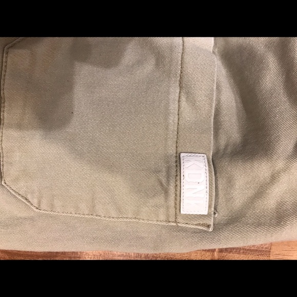 Skinny fit khaki draw string pants with side zip - Picture 2 of 5